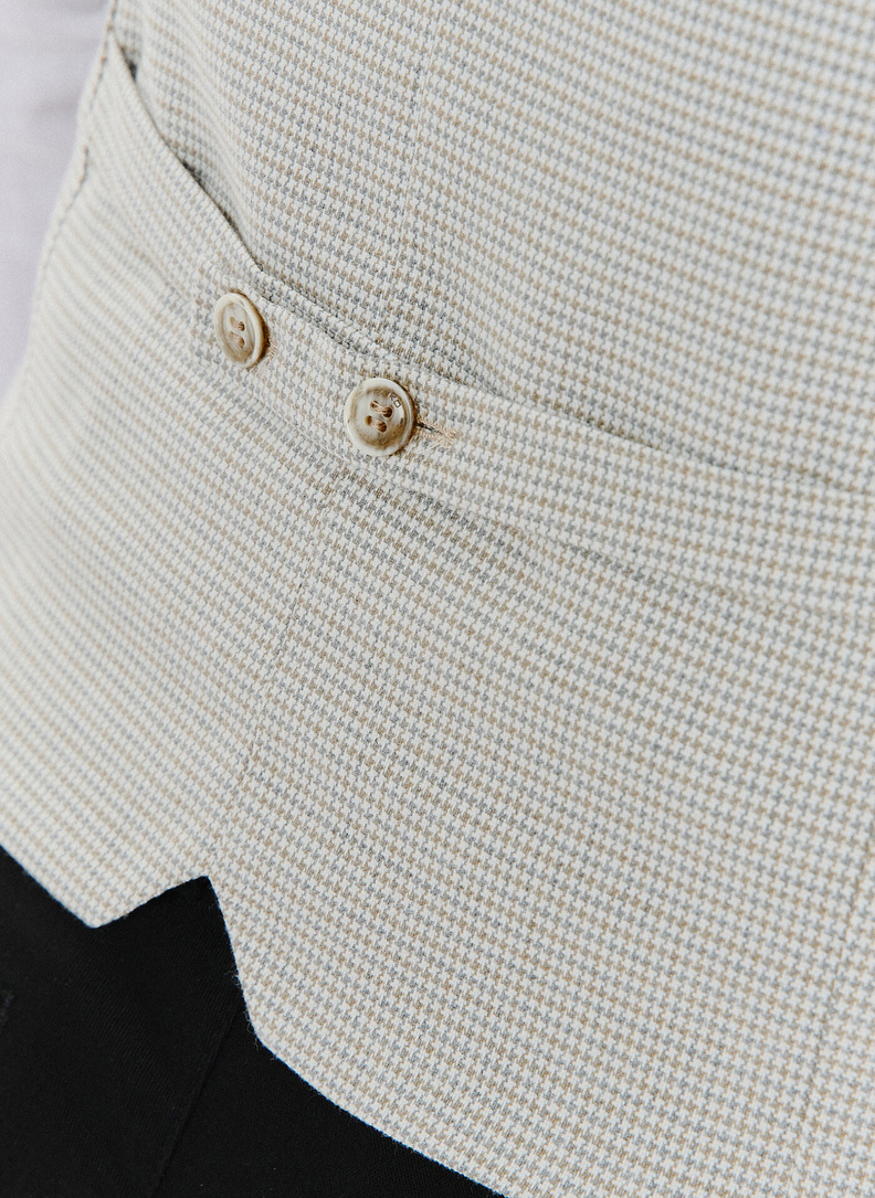 Jednorzędowa kamizelka męska w drobną kratę