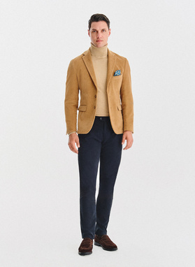 Beżowa sztruksowa marynarka męska