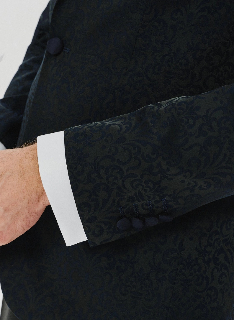 Ślubny czarno-granatowy smoking męski