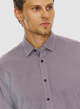 Bordowa wzorzysta koszula męska