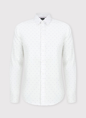 Biała męska koszula w mikrowzór