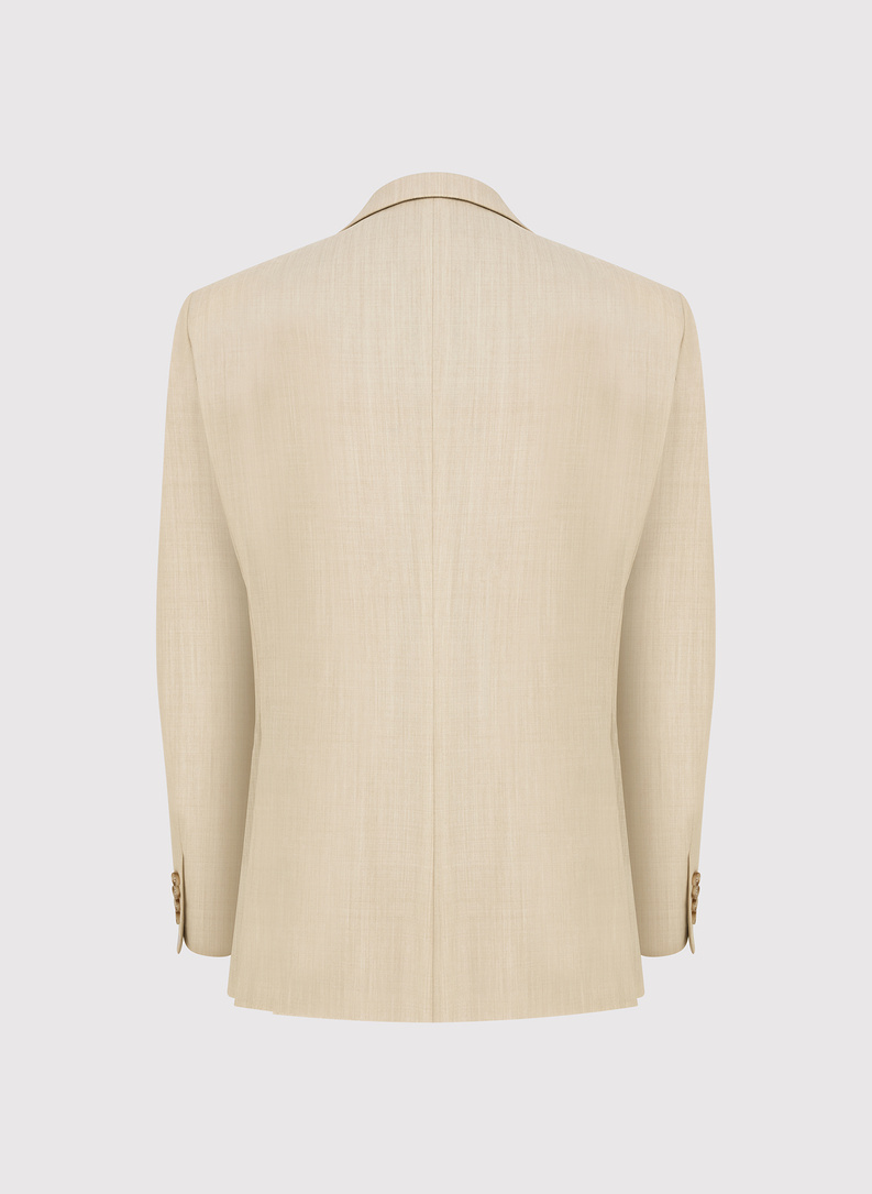 Ślubny beżowy garnitur z wełny