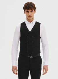 Czarna dwurzędowa kamizelka męska