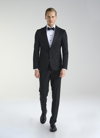 Czarna żakardowa marynarka smokingowa