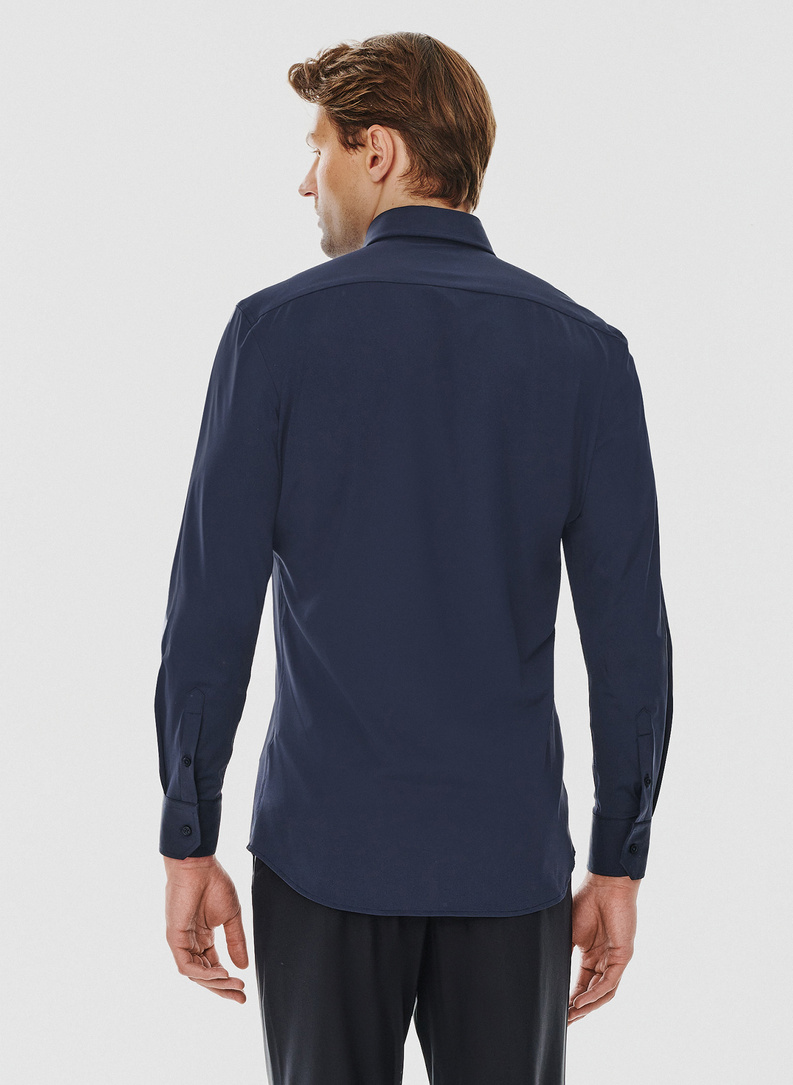 Gładka koszula męska w kolorze granatowym