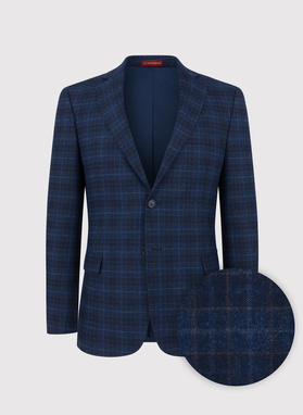 Granatowa marynarka w drobną kratkę