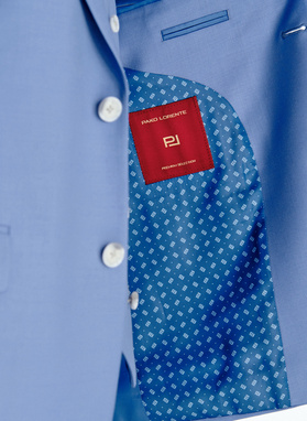 Niebieska wełniana marynarka garniturowa