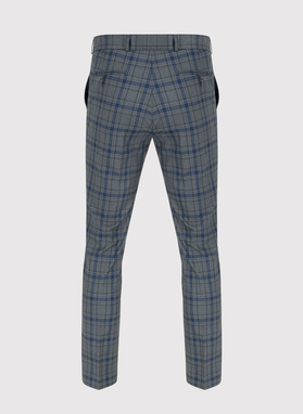 Szary wełniany garnitur w kratkę