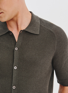 Zielone swetrowe polo z lnem