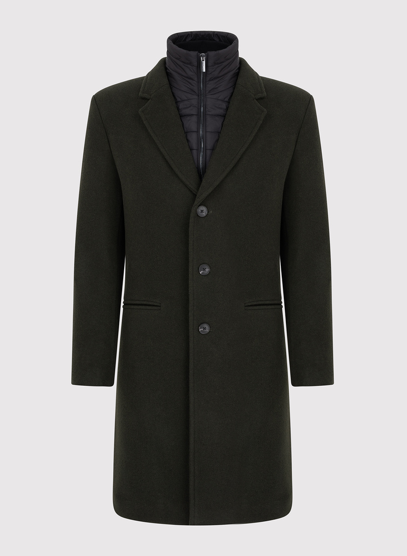 Wełniany płaszcz męski w kolorze zielonym