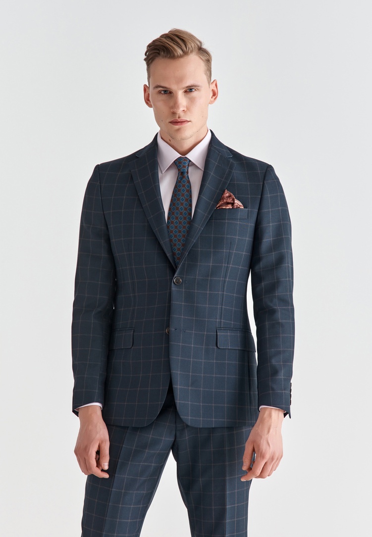 Granatowe spodnie garniturowe P21WP-6G-037-G