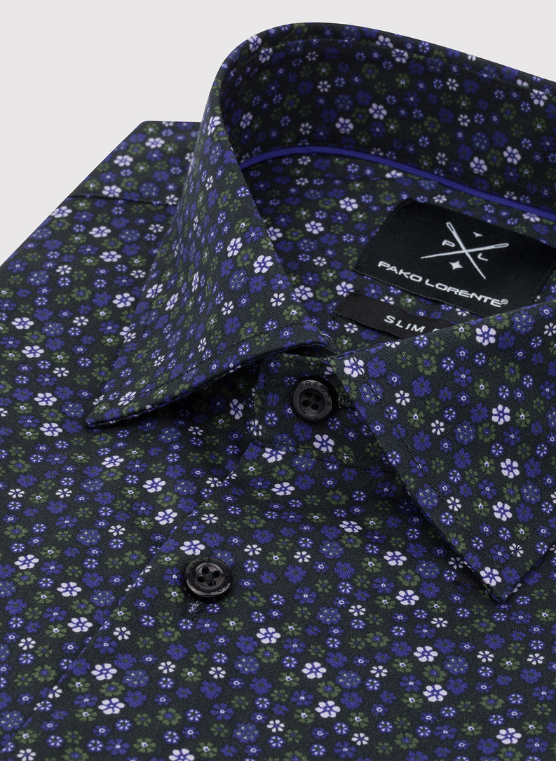 Męska koszula w kwiatowy mikrowzór
