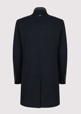 Męski czarny płaszcz z wełną