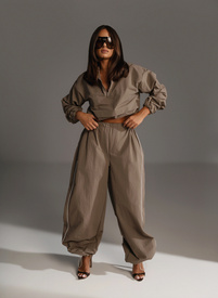 Komplet ONYX SET bluza i szerokie spodnie brąz
