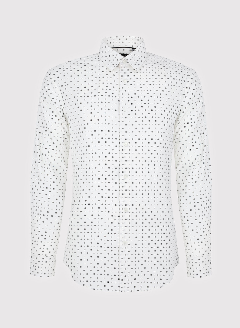 Biała koszula męska w drobny wzór o fasonie Slim Fit