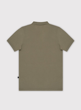 Gładki bawełniany t-shirt polo w kolorze zielonym