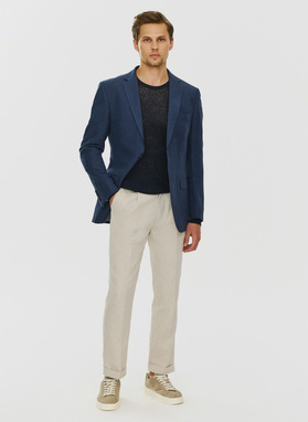 Lniana marynarka męska w kolorze granatowym