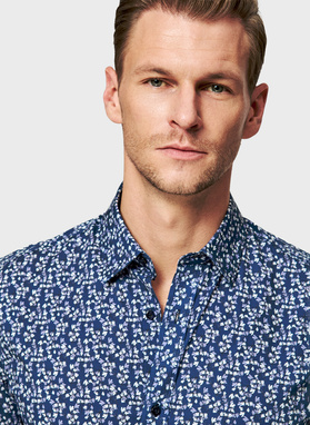 Granatowa koszula męska w kwiaty