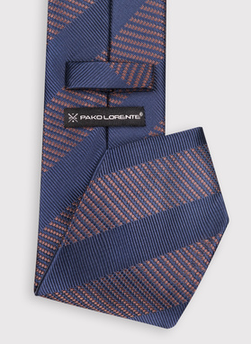 Granatowy krawat męski w skośne pasy