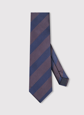 Granatowy krawat męski w skośne pasy
