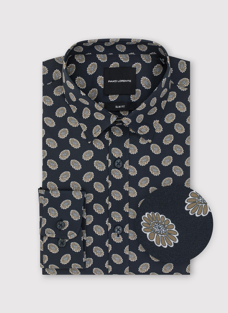 Czarna koszula w kwiaty