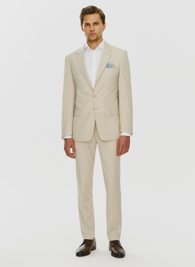 Beżowa męska marynarka garniturowa