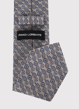 Beżowy krawat w mikrowzór