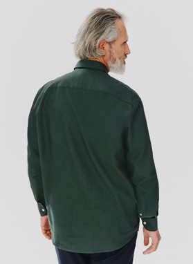 Gładka koszula męska zielona długi rękaw
