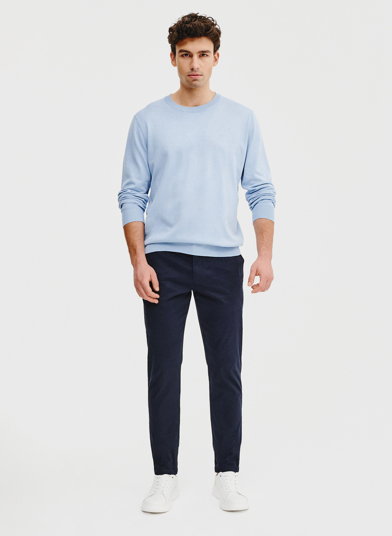 Niebieski sweter męski o-neck