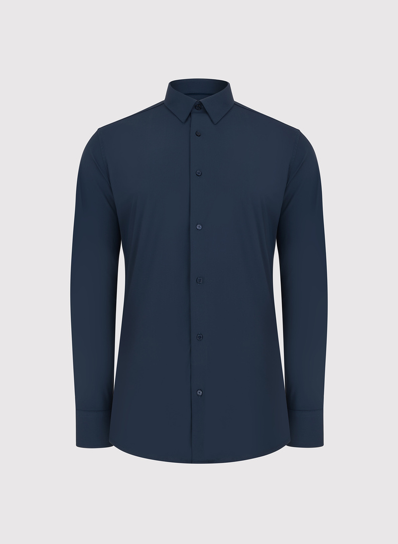 Granatowa dzianinowa koszula męska