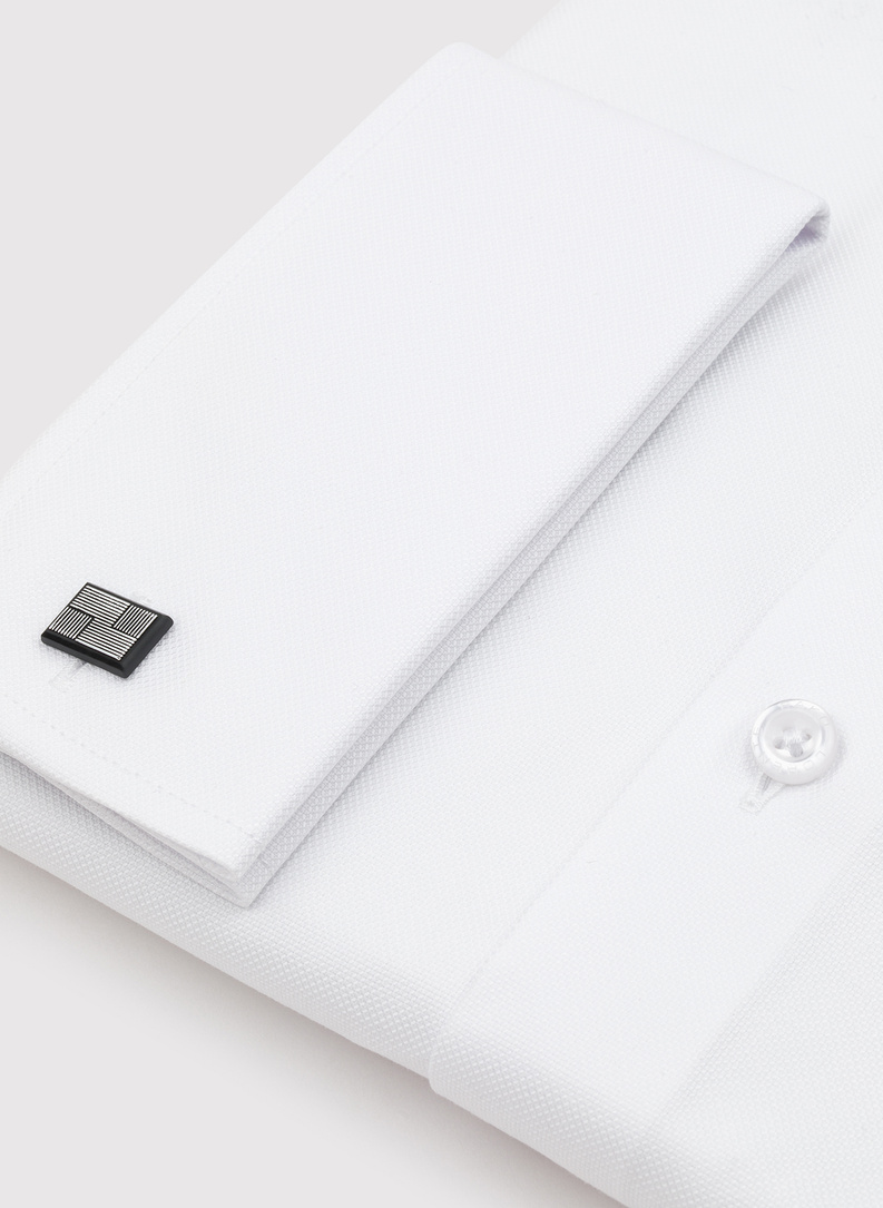 Biała bawełniana koszula męska na spinki