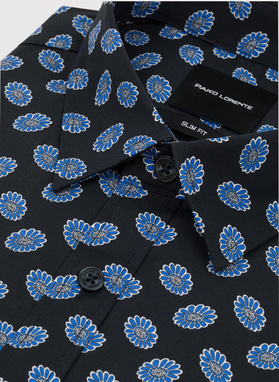 Granatowa koszula w kwiaty