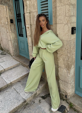 Zielony dwuczęściowy komplet dresowy