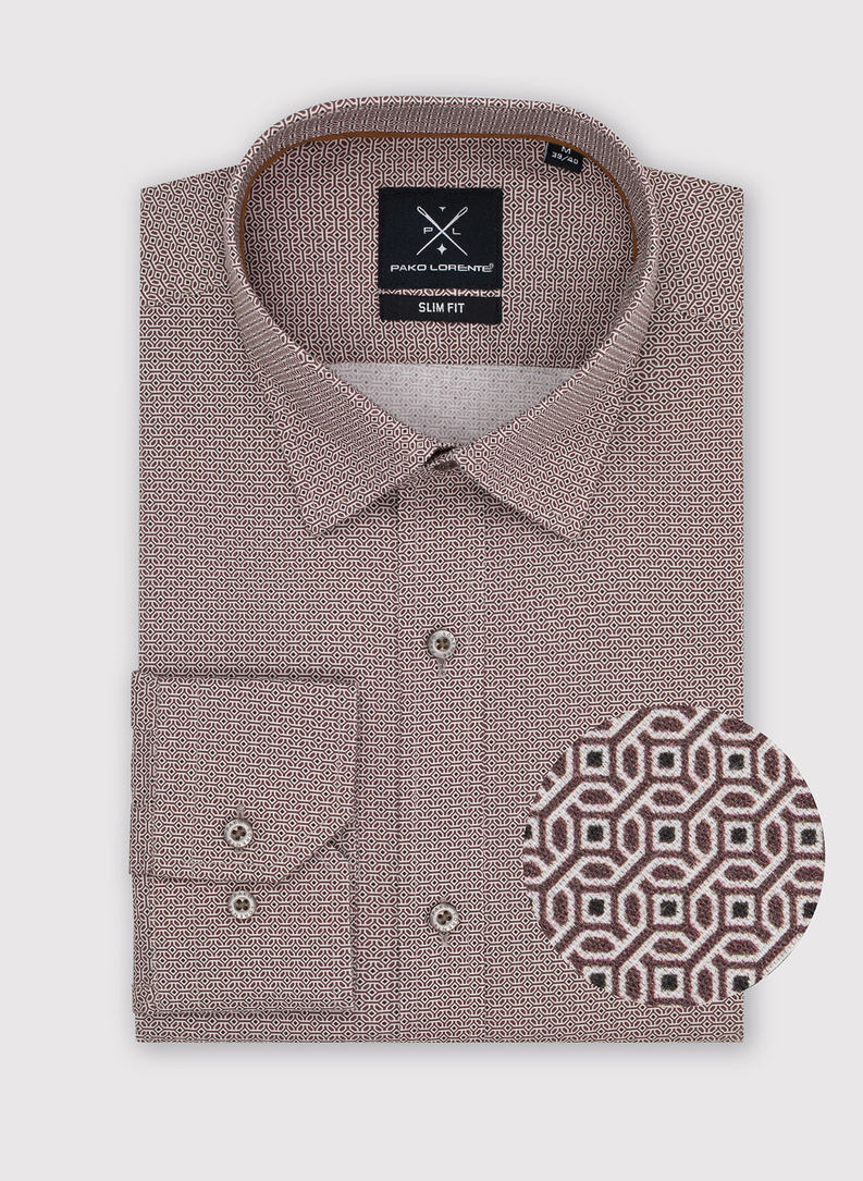 Brązowa koszula męska w mikrowzór 