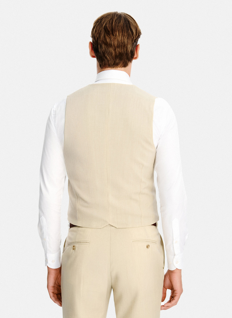 Ślubny beżowy garnitur z wełny