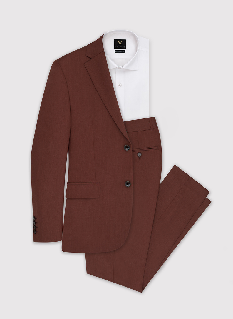 Gładki brązowy garnitur męski