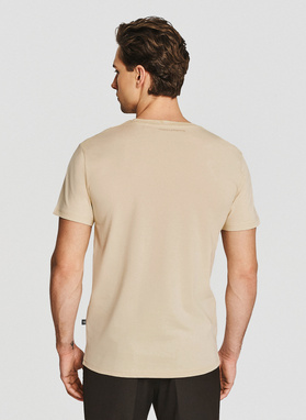 Bawełniany t-shirt męski w kolorze beżowym