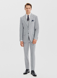 Gładki szary garnitur męski