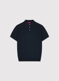 Granatowe polo swetrowe z wełny merino