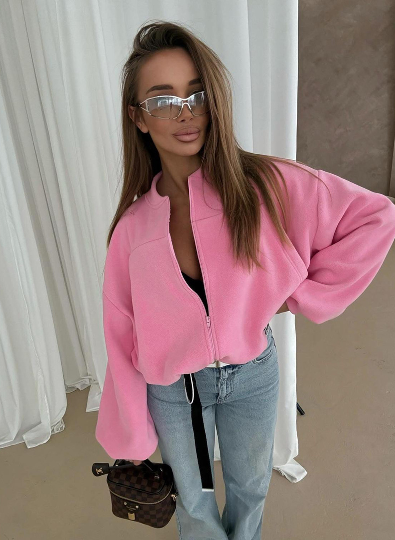 Bluza BOHO z polaru różowa