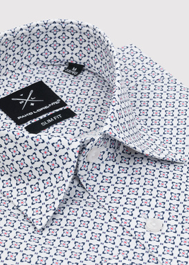 Biała koszula w niebieski mikrowzór