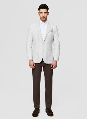 Szara marynarka casual z lnem i bawełną