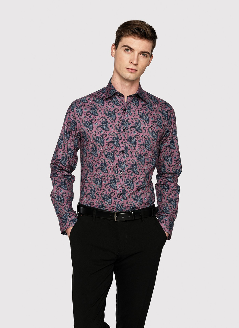 Fioletowa koszula we wzór paisley