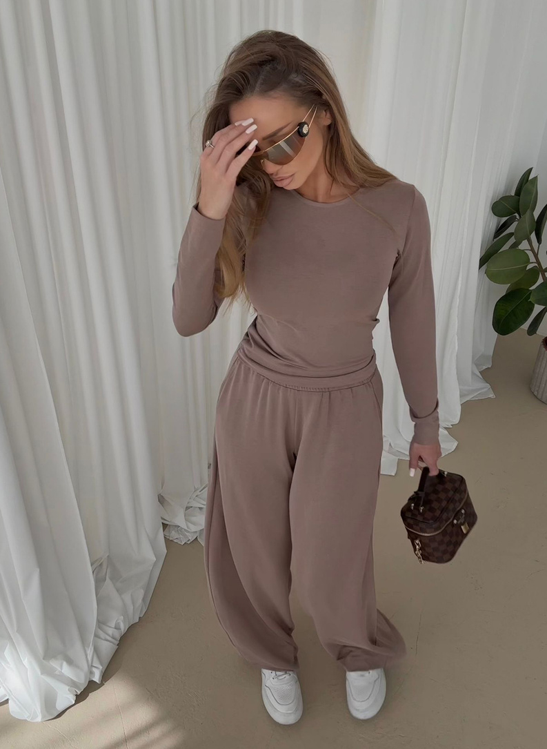 Komplet damski BARI LONG mokka