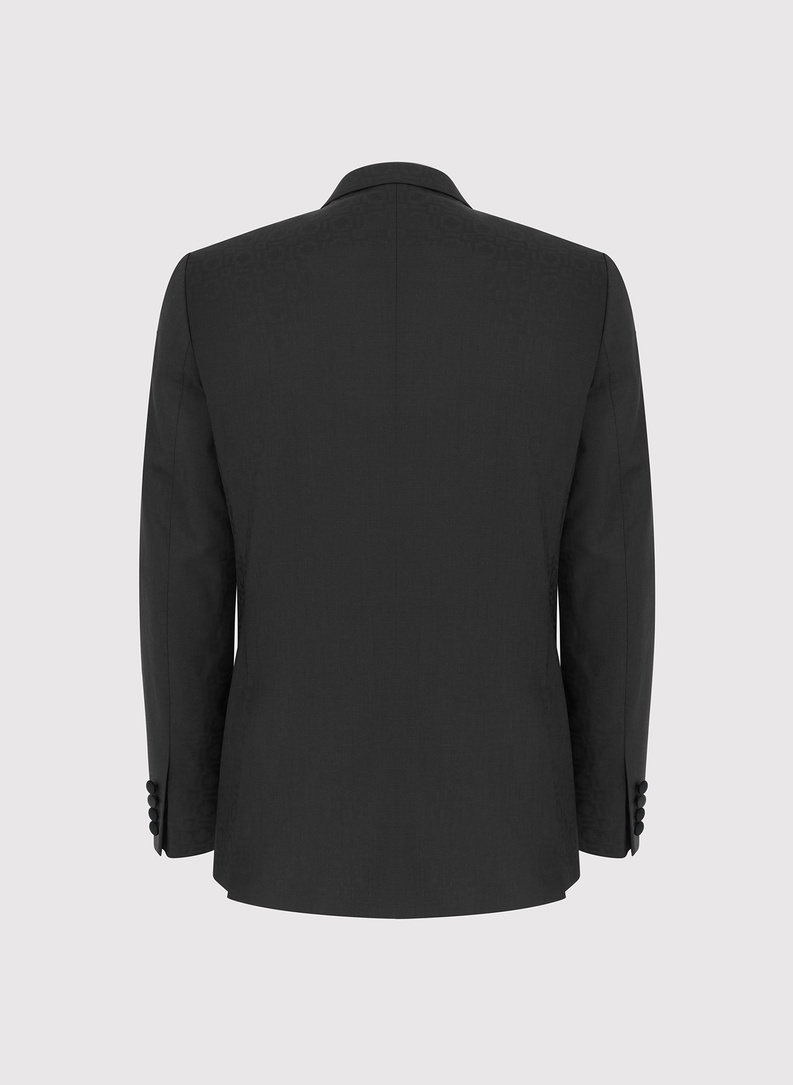 Ślubna żakardowa marynarka smokingowa w kolorze czarnym