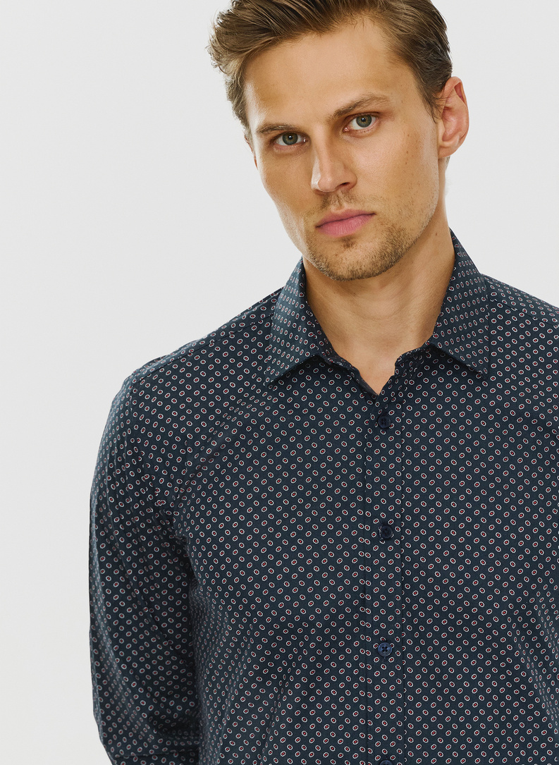 Koszula w kolorze granatowym w mikrowzór