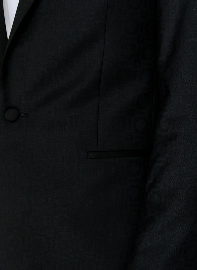 Ślubna żakardowa marynarka smokingowa w kolorze czarnym