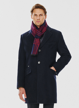 Granatowy szal męski w kratkę