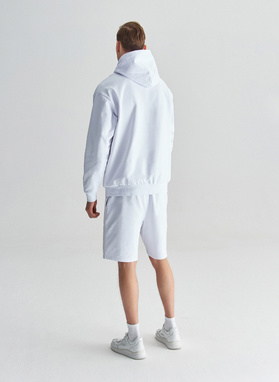 Biała bluza oversize z kapturem C22SF-2K-001-B-0
