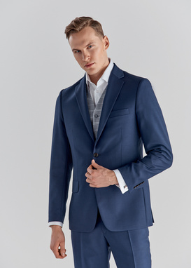 Gładki niebieski garnitur MERALD